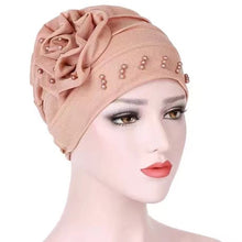 Load image into Gallery viewer, Turban/Hijab flower with pearl  (eight colors)
