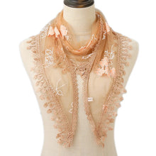 Load image into Gallery viewer, Triangle flower print lace Scarf/Shawl finished with lace edge (six colors)
