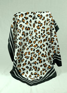 L-Animal print satin square scarf (six colours)