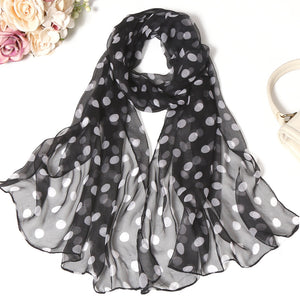 M-long Polka dots pattern georgette  scarf1(Six colours)