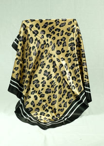 L-Animal print satin square scarf (six colours)