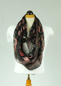 Flower pattern cotton feeling long scarf (four colours)