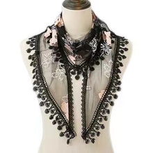 Load image into Gallery viewer, Triangle flower print lace Scarf/Shawl finished with lace edge (six colors)
