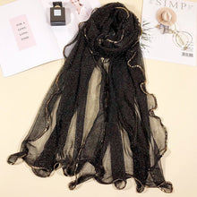 Load image into Gallery viewer, Long Trendy solid colour glitter Scarf/Shawl finished with lace edge (Nine colours)
