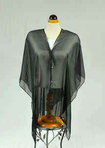 Plain silk feeling buttoned shawl (nine colours)