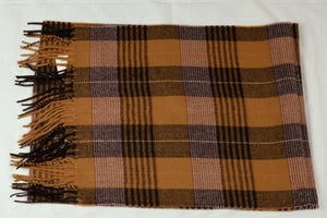 Narrow long wool feeling unisex classic check plaid scarf (Eighteen colours)