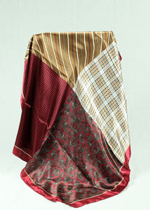 L-Abstract design satin square scarf (three colours)