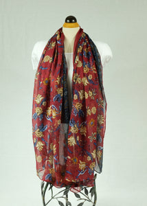 Flower pattern cotton feeling long scarf (four colours)