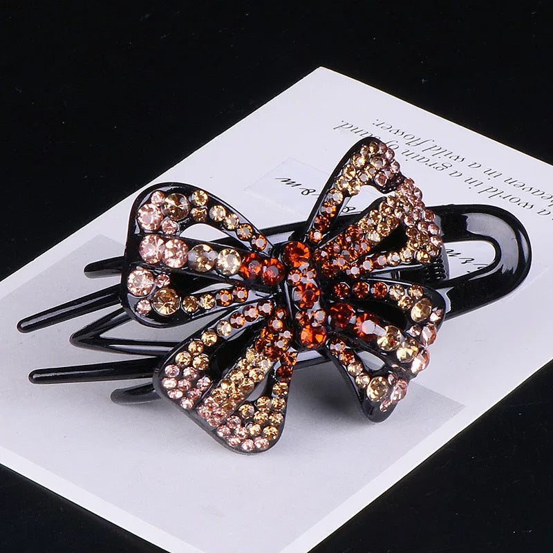 Sparkly Alligator Hair clips with butterfly  (Four colours)