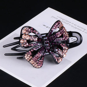 Sparkly Alligator Hair clips with butterfly  (Four colours)