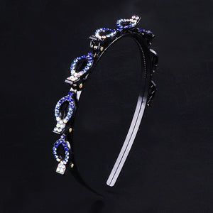 Rhinestone double layer twist plait headband (Five colours)