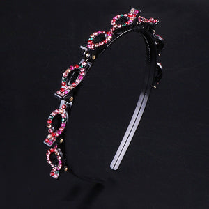 Rhinestone double layer twist plait headband (Five colours)