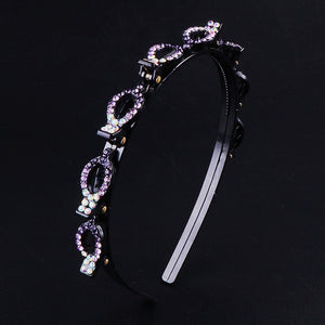 Rhinestone double layer twist plait headband (Five colours)