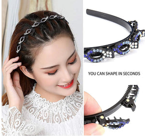 Rhinestone double layer twist plait headband (Five colours)