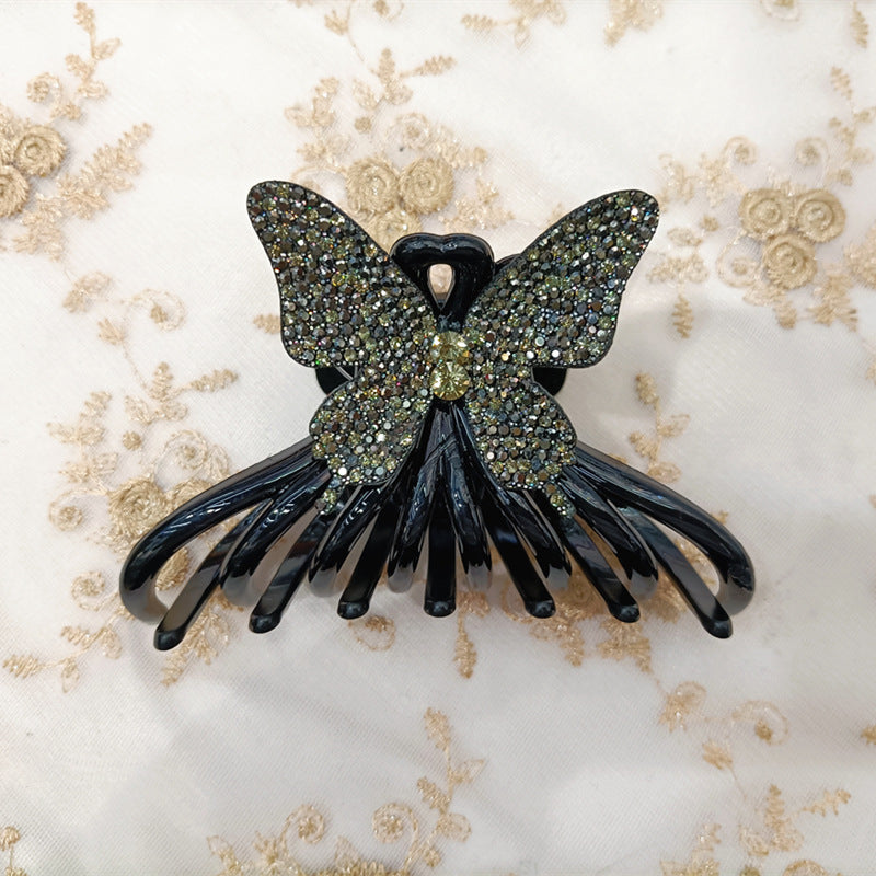 Elegant large Claw Hair clips with butterfly rhinestones (Two-colours )