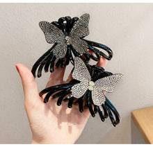 Load image into Gallery viewer, Elegant large Claw Hair clips with butterfly rhinestones (Two-colours )
