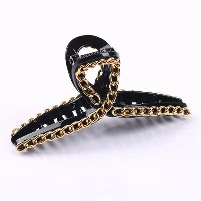 Fashion large Claw Hair clips with gold chain design (three-colours )