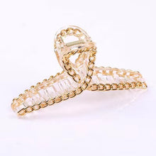 Load image into Gallery viewer, Fashion large Claw Hair clips with gold chain design (three-colours )
