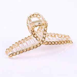 Fashion large Claw Hair clips with gold chain design (three-colours )