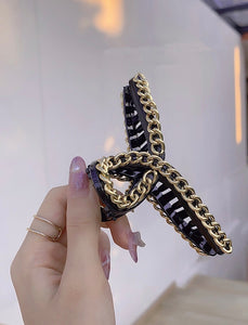 Fashion large Claw Hair clips with gold chain design (three-colours )