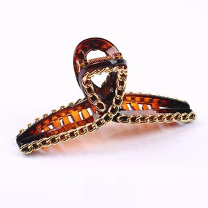 Fashion large Claw Hair clips with gold chain design (three-colours )