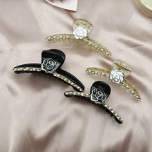 Load image into Gallery viewer, Rose long  Claw Hair clips with gold chain and pearl 11cm/9cm (Two-colours )
