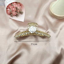 Load image into Gallery viewer, Rose long  Claw Hair clips with gold chain and pearl 11cm/9cm (Two-colours )
