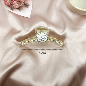 Rose long  Claw Hair clips with gold chain and pearl 11cm/9cm (Two-colours )