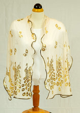 Load image into Gallery viewer, Long Trendy peacock glitter Scarf/Shawl finished with lace edge (Six colours)
