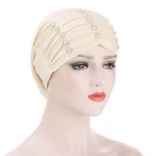 Load image into Gallery viewer, Folding pile with Small shiny buttons cap Turban/Hijab  pattern 13
