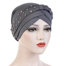 Load image into Gallery viewer, One side bead nail drill whip head cap/turbans/hijab pattern 7-3 (Four colors)
