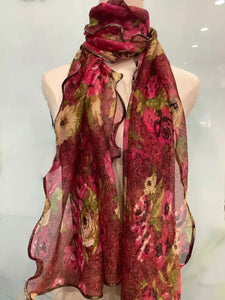 Long Trendy multicolour glitter Scarf/Shawl finished with lace edge (Four colours)