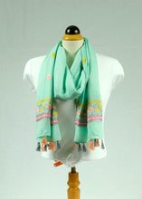 Load image into Gallery viewer, Handmade flower cotton feeling large long scarf (four colours)
