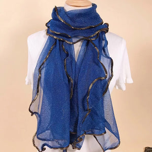 Long Trendy solid colour glitter Scarf/Shawl finished with lace edge (Nine colours)