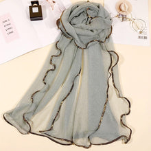 Load image into Gallery viewer, Long Trendy solid colour glitter Scarf/Shawl finished with lace edge (Nine colours)
