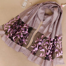 Load image into Gallery viewer, Long embroidered organza Scarf/Shawl  (Nine colors)
