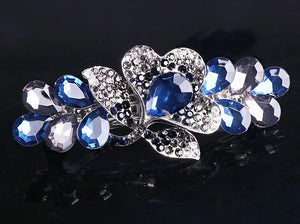 Sparkly long Hair clips with flower (Five colours)