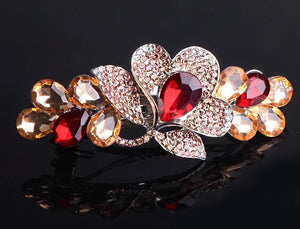 Sparkly long Hair clips with flower (Five colours)