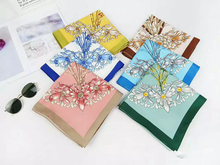 Load image into Gallery viewer, L-High density satin square scarf 1 with flowers pattern (three colours)
