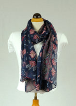 Load image into Gallery viewer, Flower pattern cotton feeling long scarf (four colours)
