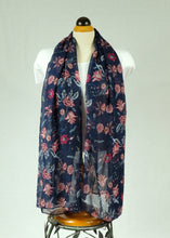 Load image into Gallery viewer, Flower pattern cotton feeling long scarf (four colours)
