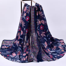 Load image into Gallery viewer, Flower pattern cotton feeling long scarf (four colours)
