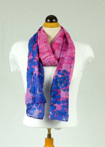 Rectangle with flower cotton feeling long scarf (four colours)