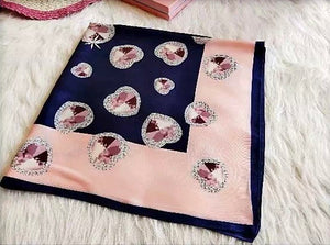 L-High density satin square scarf 2 with hearts pattern(three colours)