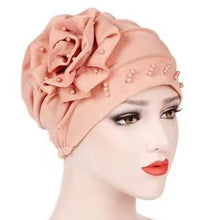 Load image into Gallery viewer, Turban/Hijab flower with pearl  (eight colors)
