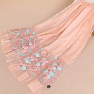 Long embroidered organza Scarf/Shawl  (Nine colors)