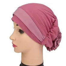 Load image into Gallery viewer, Turban/Hijab two colors with flower pattern 6-2 (eleven colors)
