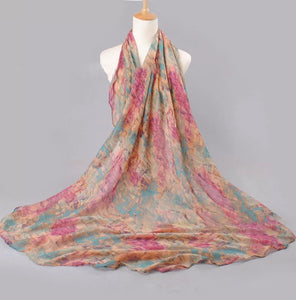 Abstract patterns cotton feeling long scarf (four colours)