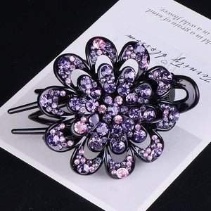 Sparkly Big Alligator Hair clips with flower rhinestones (Five colours)