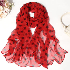 M-long Polka dots pattern georgette  scarf1(Six colours)